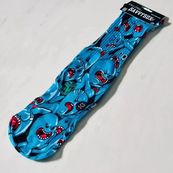 MeeSeeks Rick & Morty Premium Knit Crew Socks NWT Savvysox Men 7-13 / W 8.5-13 - Picture 1 of 5